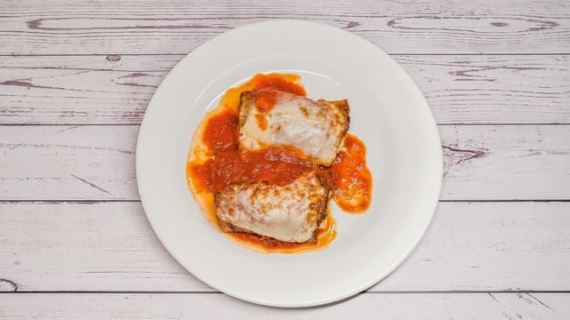 Eggplant Rollatini appetizer.